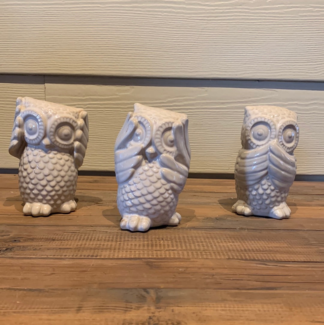 Porcelain Owls (Set of 3)